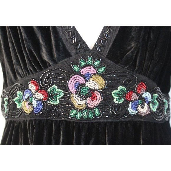 NWT UO URBAN OUTFITTERS Black Dahlia Velvet Beaded Backless Maxi Dress, L Large - Picture 6 of 12